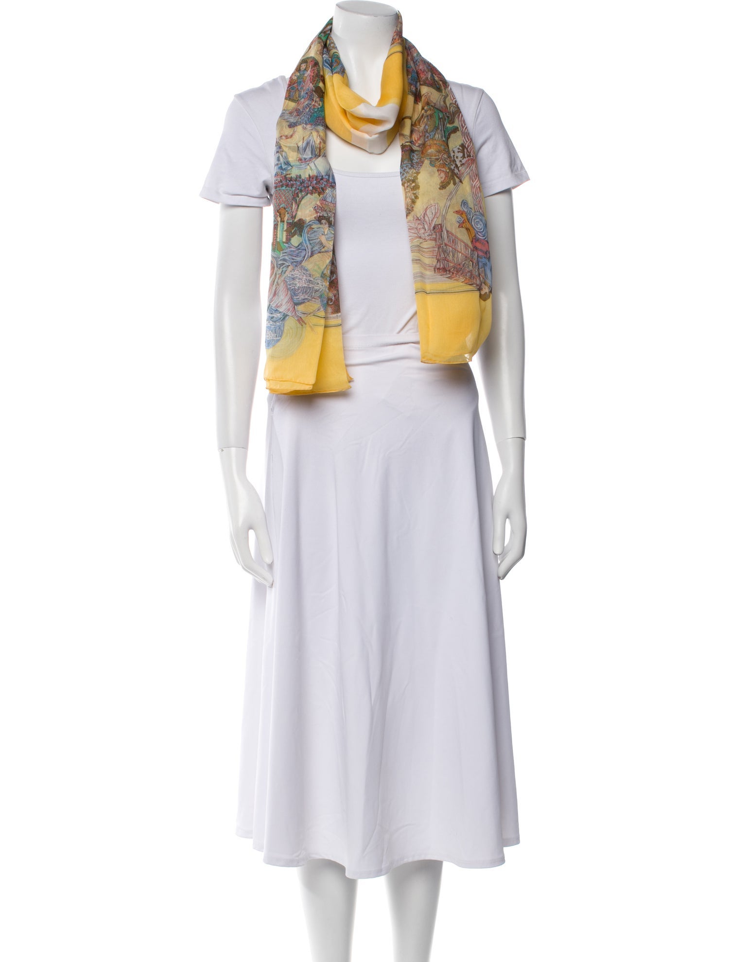 Hermès Au Fil de la Soie Mousseline Silk Shawl